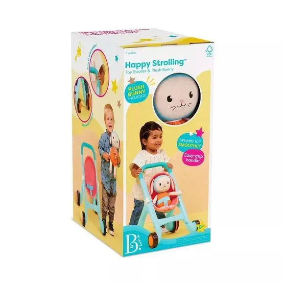 B Play Toy Stroller & Plush Bunny Happy Strolling: Joyful Adventures